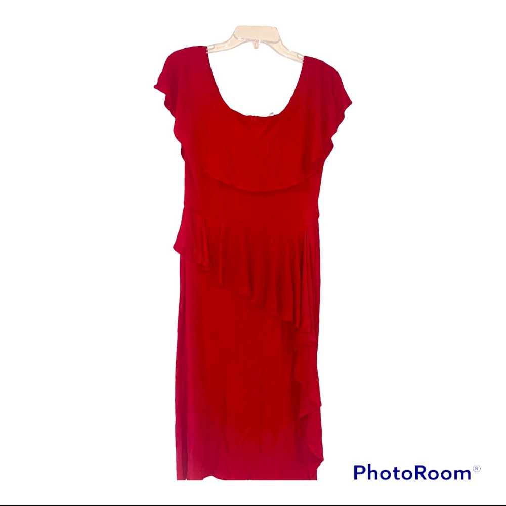 RICKIE FREEMAN for TERI JON dress, Red midi cocktail sz (12)